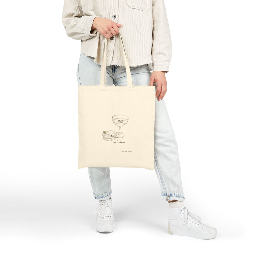 "Girl Dinner" Aesthetic Canvas Tote Bag