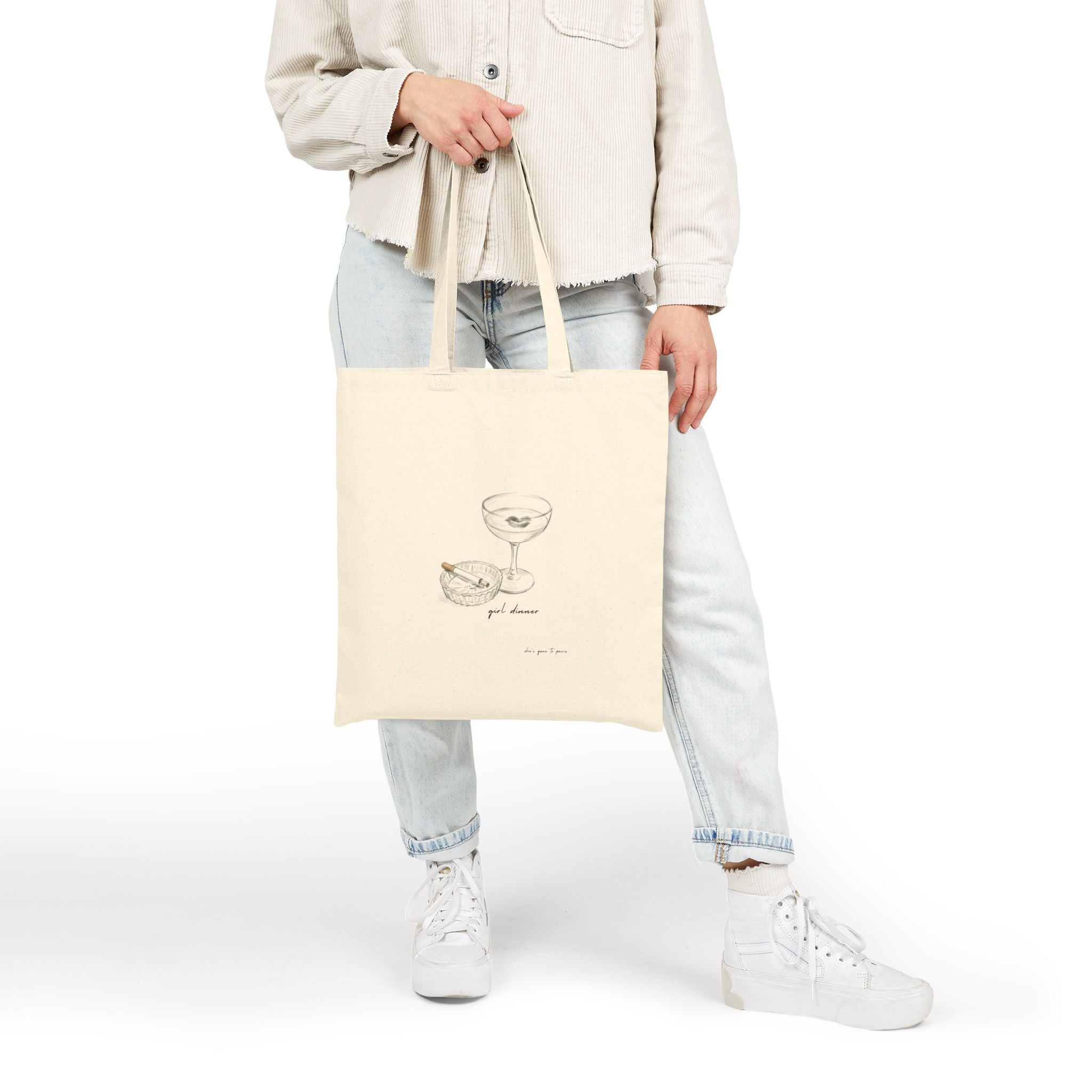 "Girl Dinner" Aesthetic Canvas Tote Bag