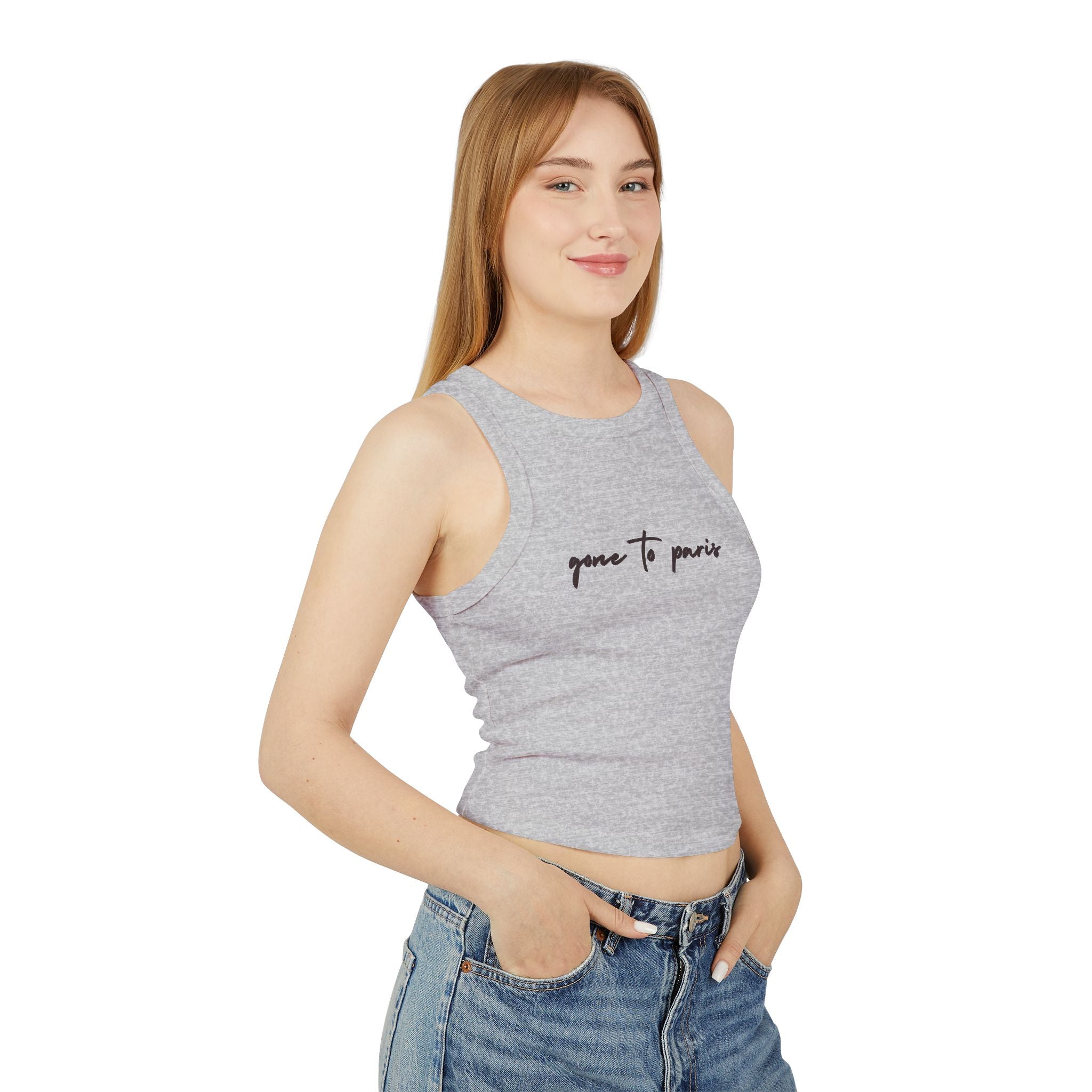 "Gone to Paris" Micro-Rib Racer Tank — She's Gone to Paris