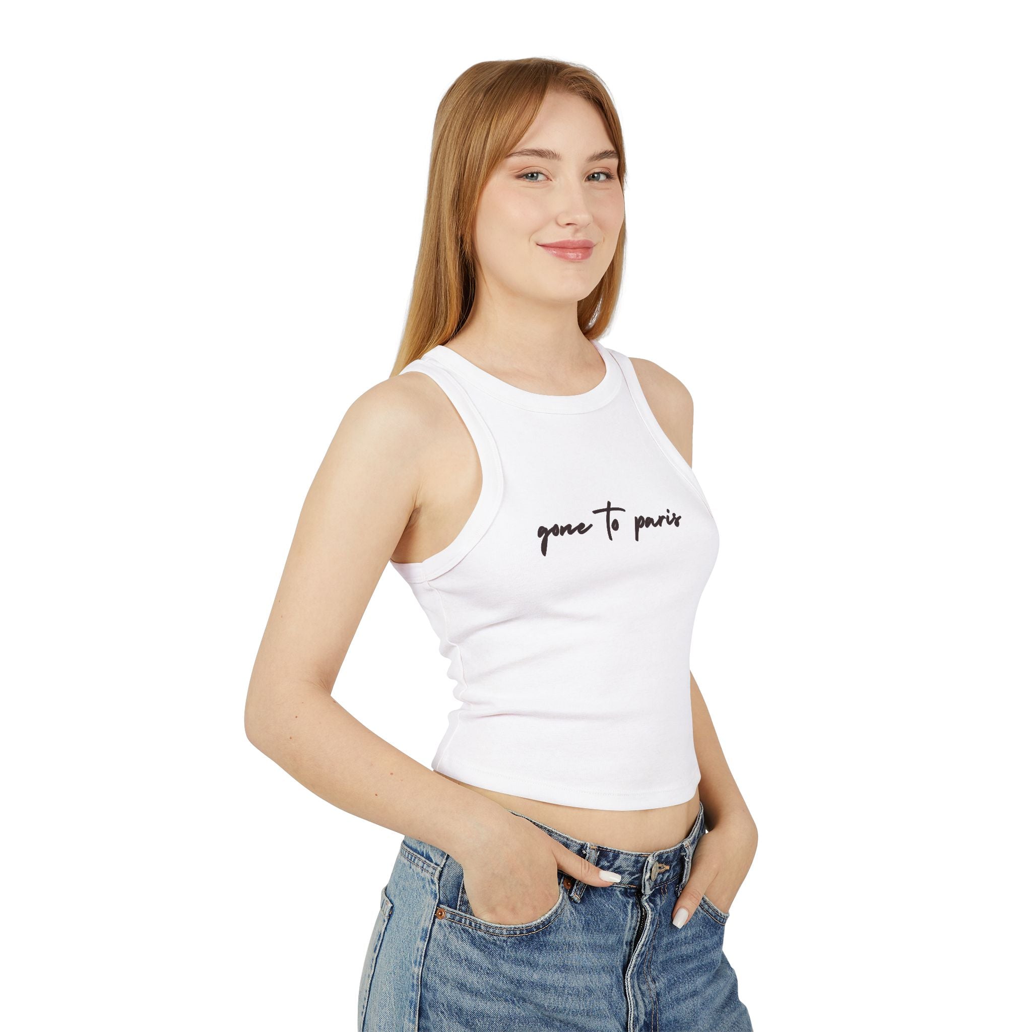 "Gone to Paris" Micro-Rib Racer Tank — She's Gone to Paris