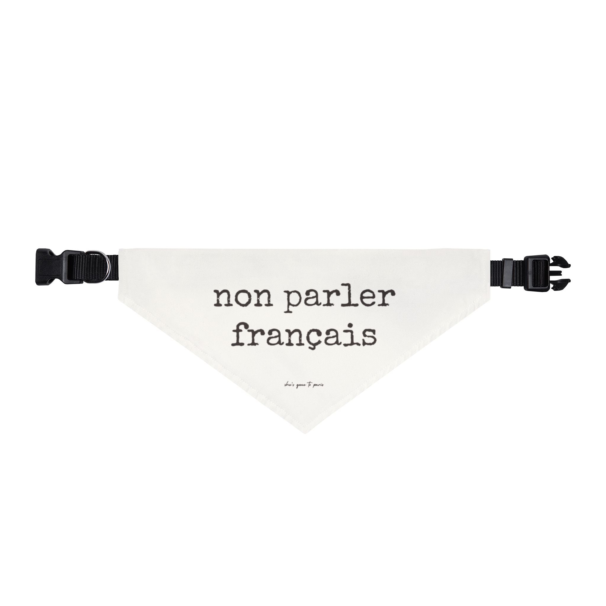 "non parler français" French Phrase Dog Bandana