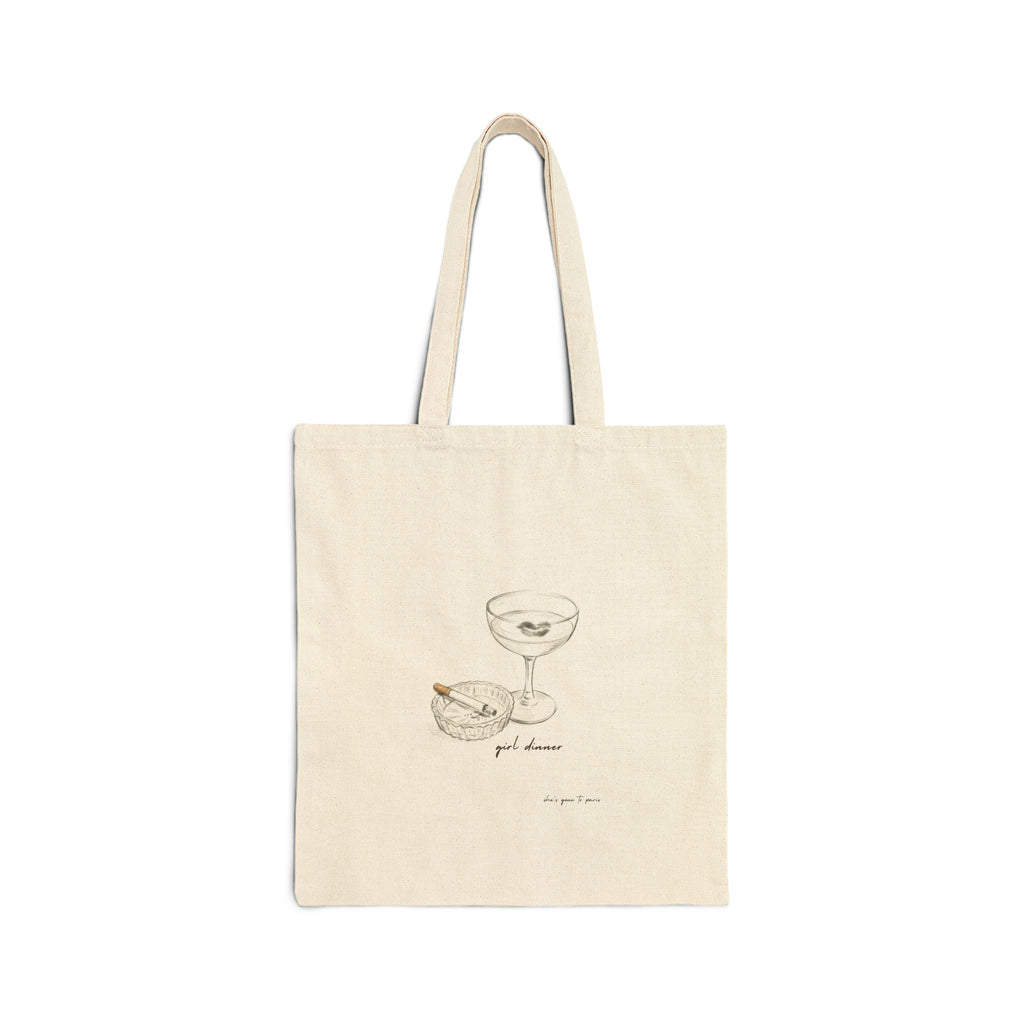 "Girl Dinner" Aesthetic Canvas Tote Bag