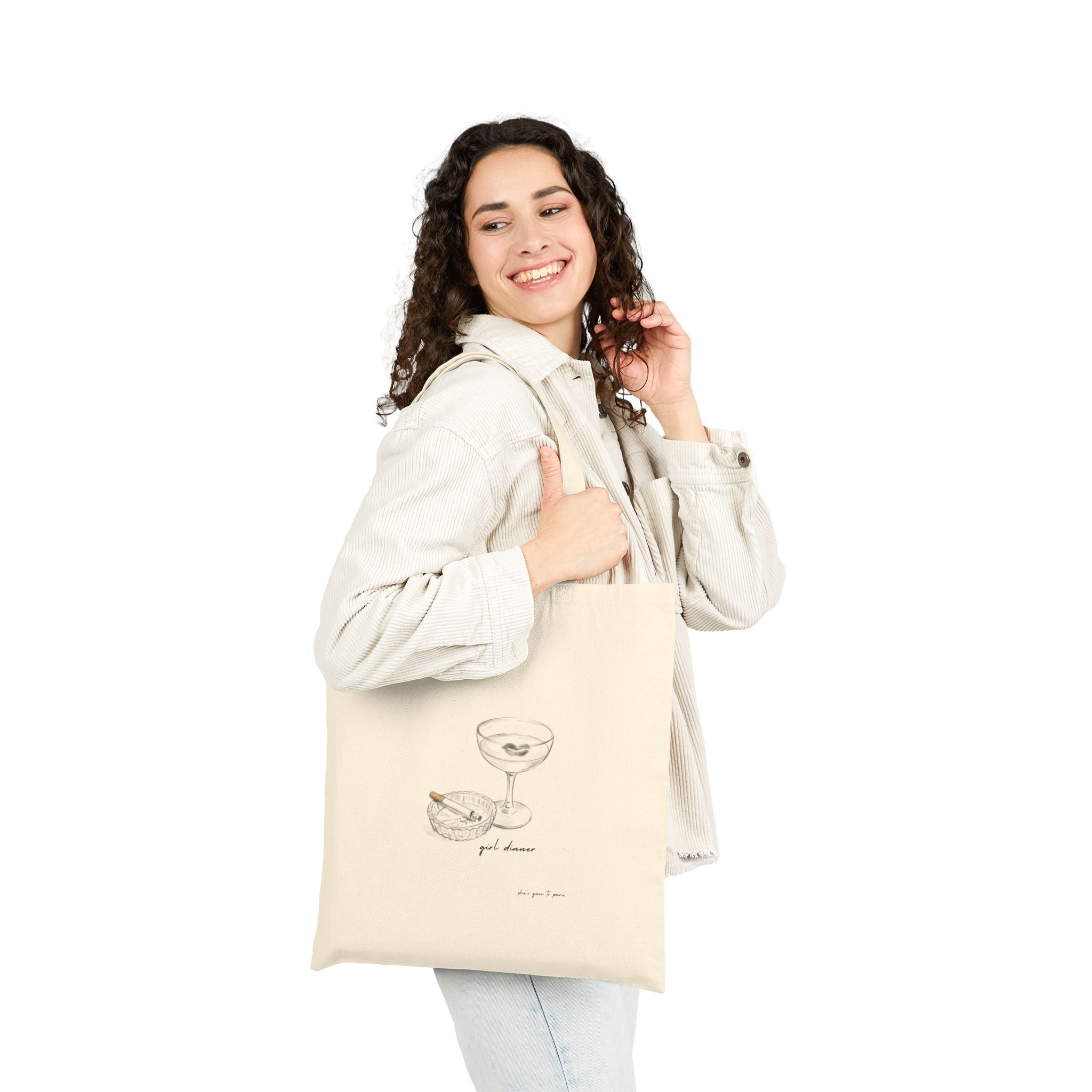 "Girl Dinner" Aesthetic Canvas Tote Bag