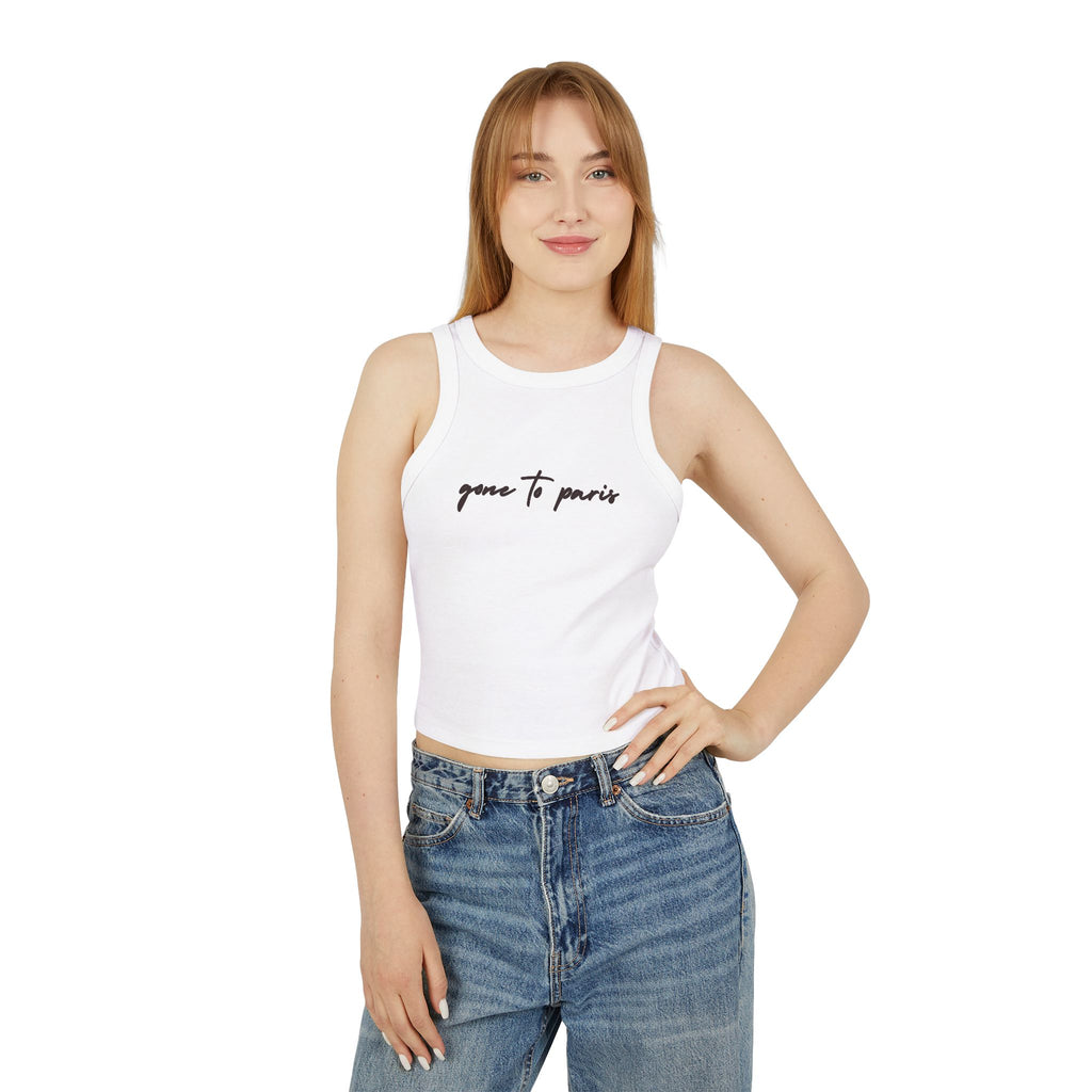 "Gone to Paris" Micro-Rib Racer Tank — She's Gone to Paris