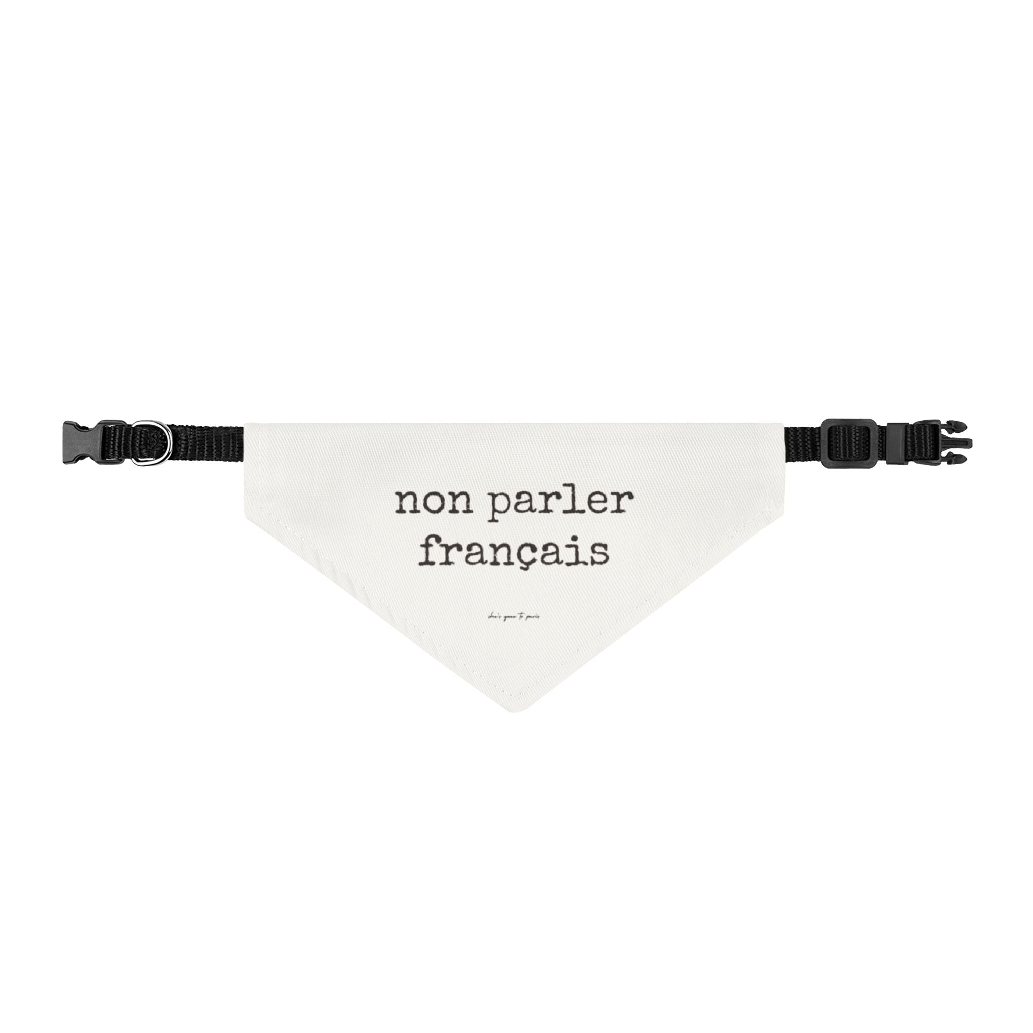 "non parler français" French Phrase Dog Bandana